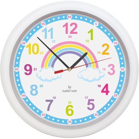 Lasten seinäkello sateenkaari
