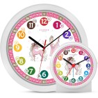 Lasten seinäkello ja herätyskello pink