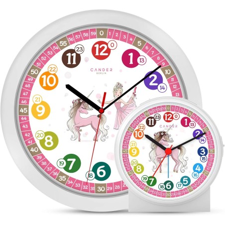 Lasten seinäkello ja herätyskello pink