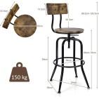 Baarituoli ruskea säädettävä 2in1