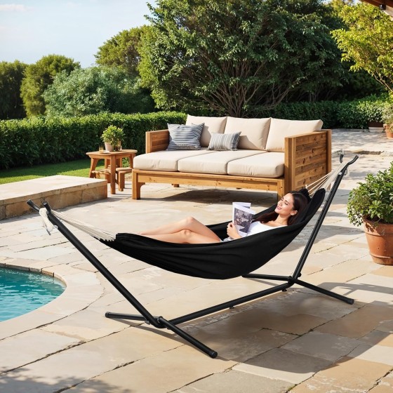 Riippumatto telineellä Black