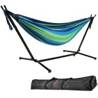 Kahden hengen riippumatto telineellä