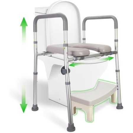 Korotettu wc-istuin käsinojilla