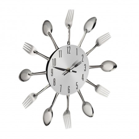 Seinäkello ruokailuvälineet